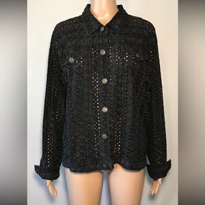 Vintage Shaver Lake Women's Jacket Size XL Perforated Cut-Out Button Up Cotton